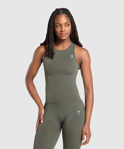 Women's Gymshark Everyday Seamless Tight Fit Tank Strength Green