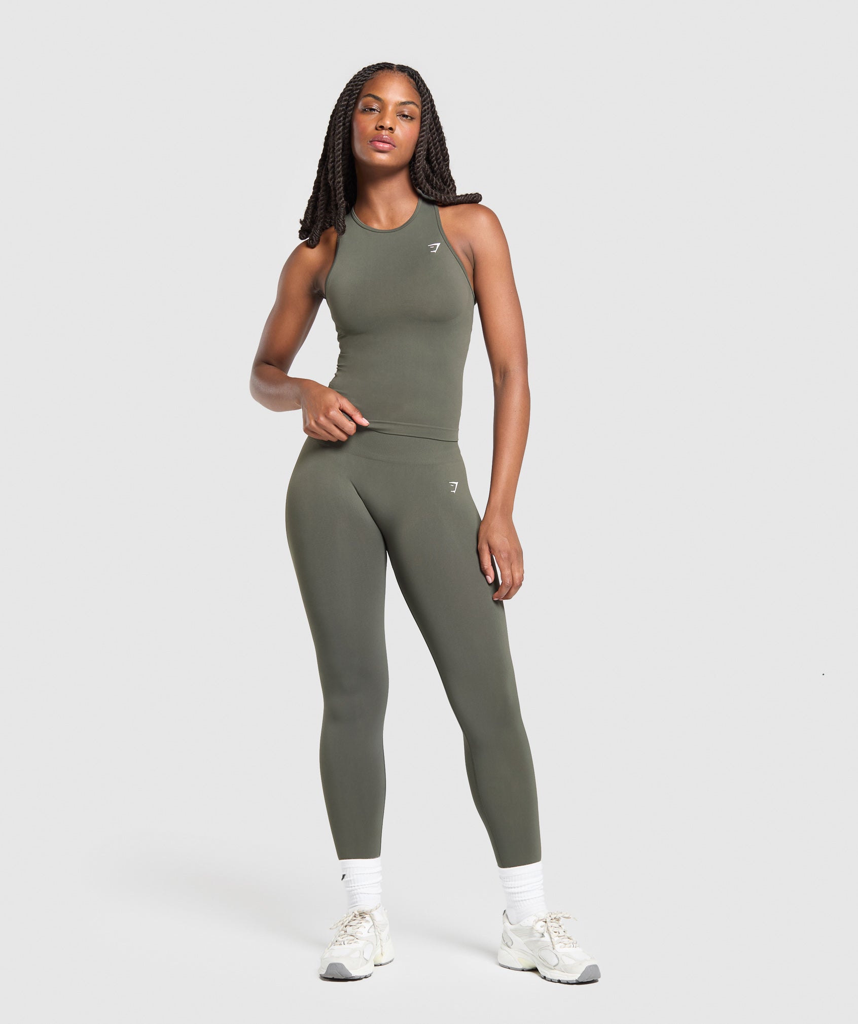 Women's Gymshark Everyday Seamless Tight Fit Tank Strength Green