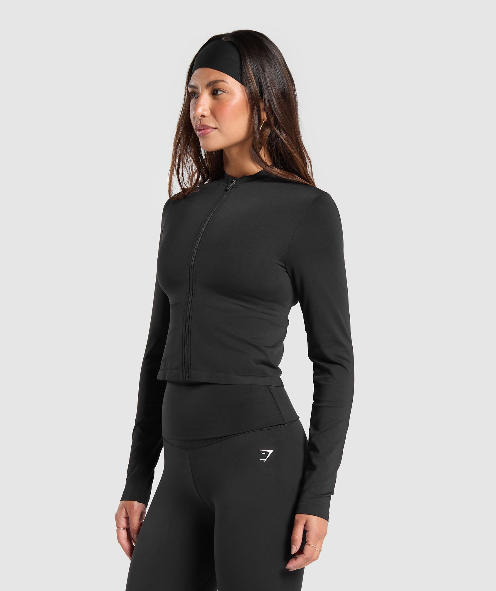 Women's Gymshark Everyday Seamless Zip Tracktop Black