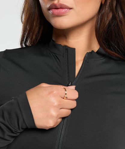 Women's Gymshark Everyday Seamless Zip Tracktop Black