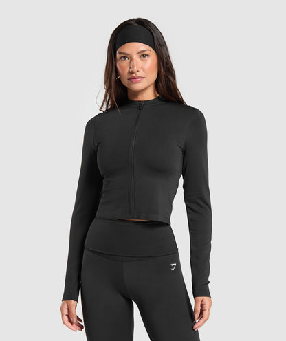 Women's Gymshark Everyday Seamless Zip Tracktop Black
