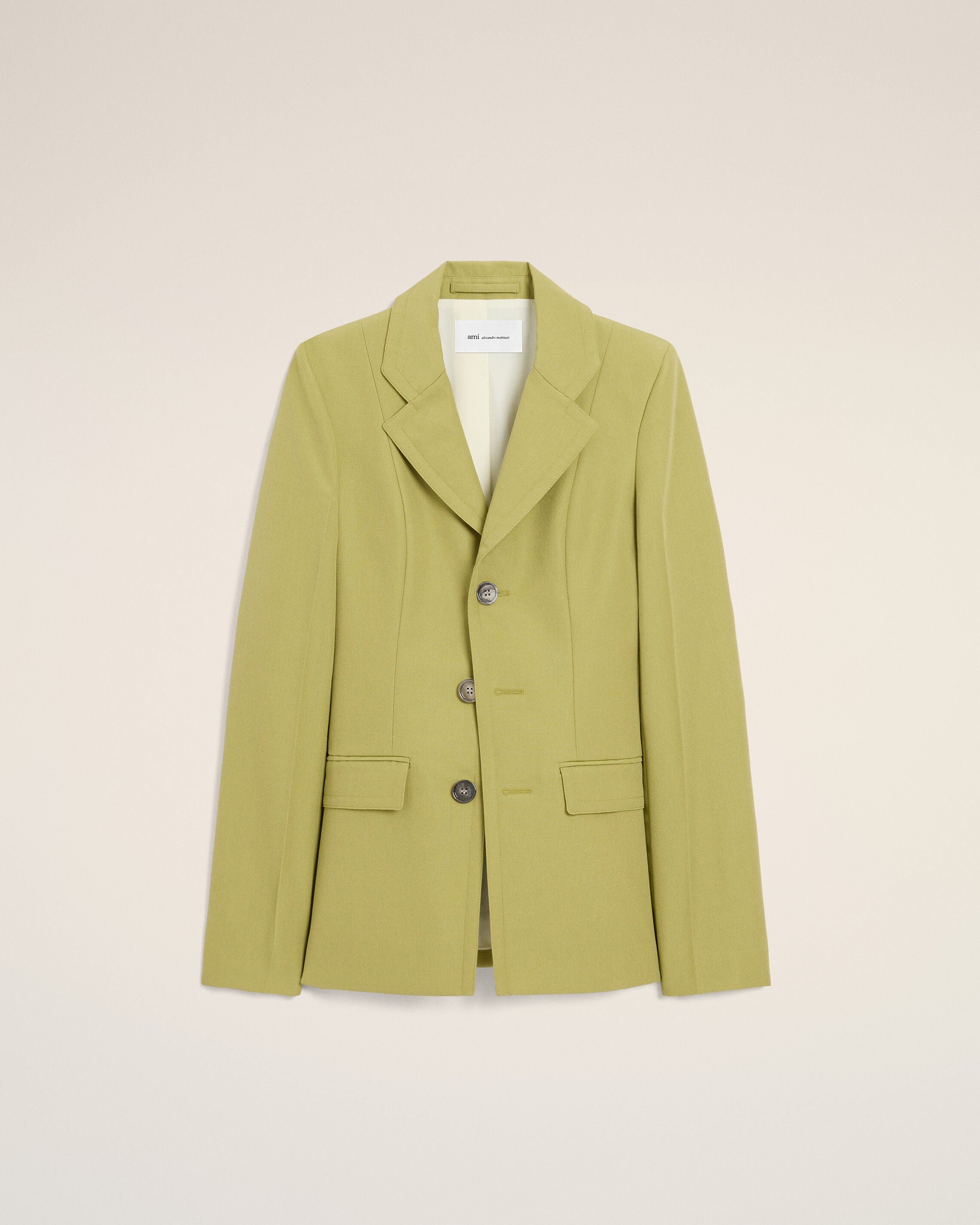AmiParis Green New Wool Single Breasted Fitted Jacket Women's