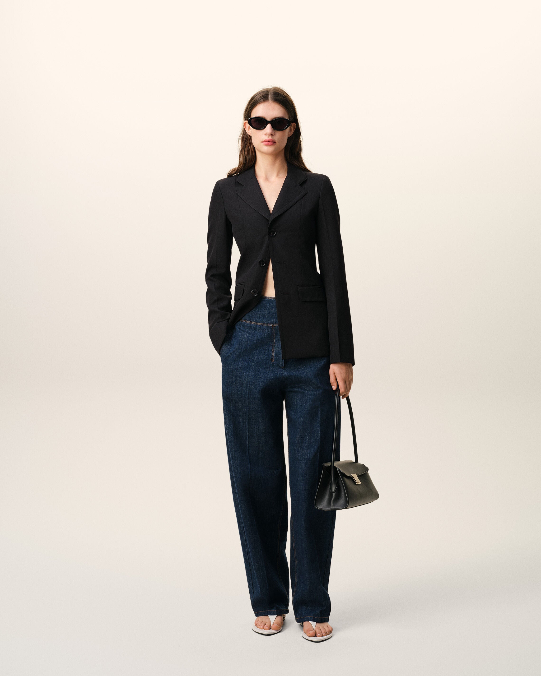 AmiParis Black New Wool Single Breasted Fitted Jacket Women's