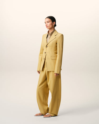 AmiParis Yellow New Wool Single Breasted Fitted Jacket Women's