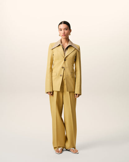 AmiParis Yellow New Wool Single Breasted Fitted Jacket Women's