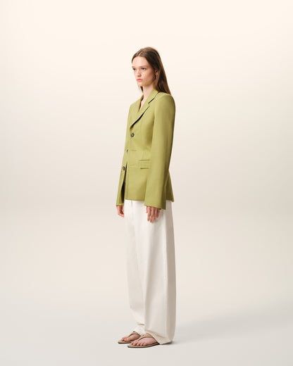 AmiParis Green New Wool Single Breasted Fitted Jacket Women's