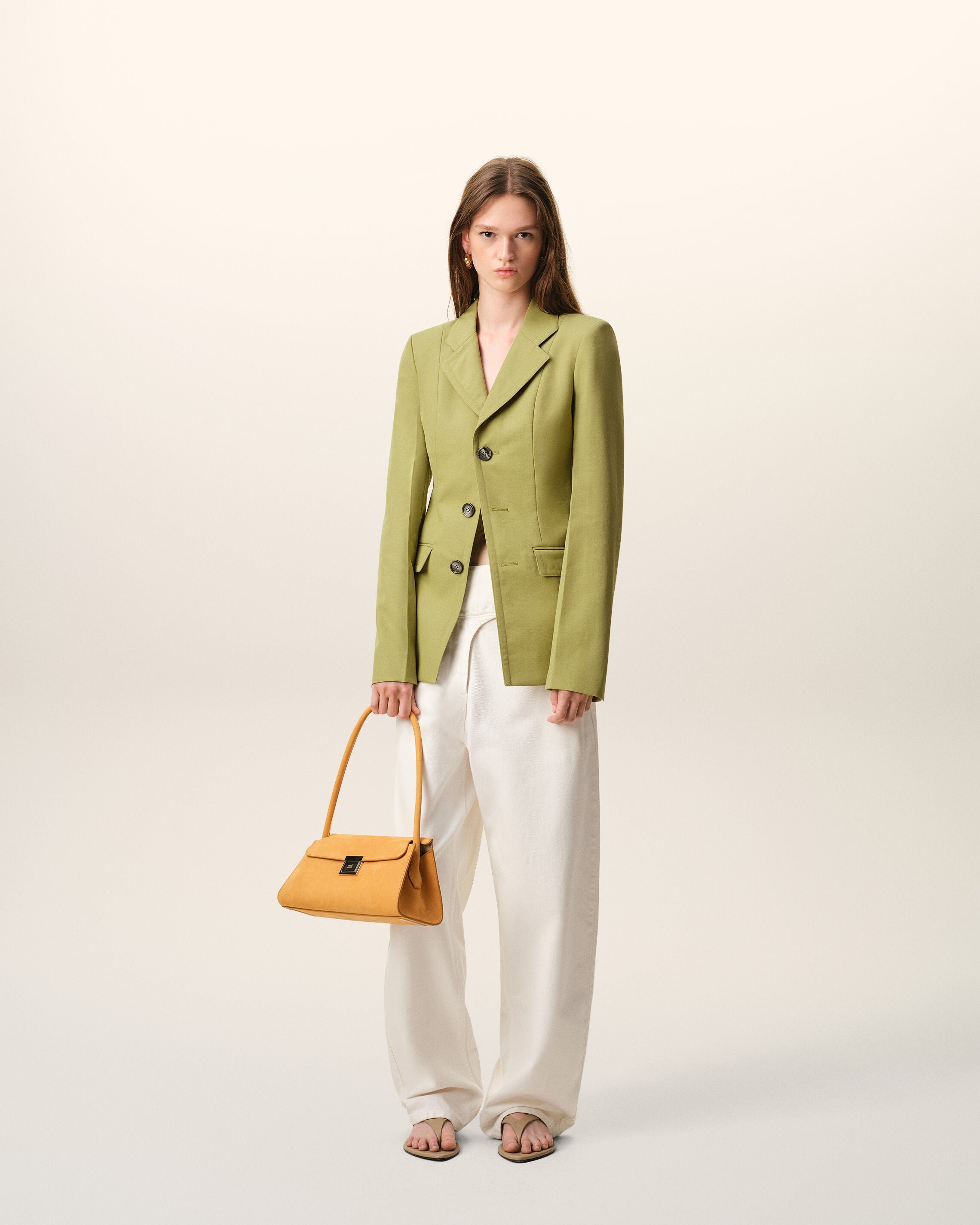 AmiParis Green New Wool Single Breasted Fitted Jacket Women's