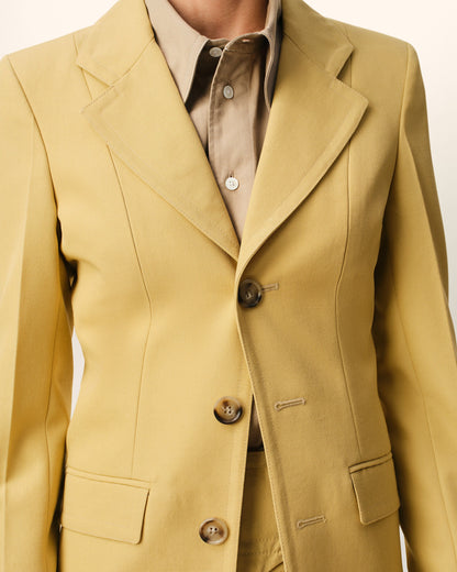 AmiParis Yellow New Wool Single Breasted Fitted Jacket Women's
