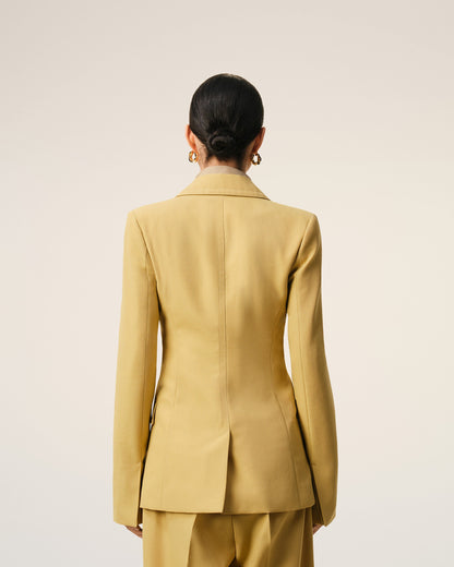 AmiParis Yellow New Wool Single Breasted Fitted Jacket Women's