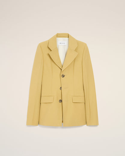 AmiParis Yellow New Wool Single Breasted Fitted Jacket Women's