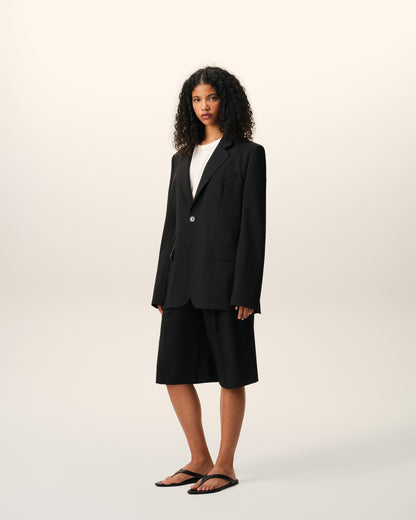 AmiParis Black New Wool Single Breasted Boxy Jacket Women's