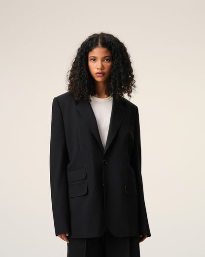AmiParis Black New Wool Single Breasted Boxy Jacket Women's