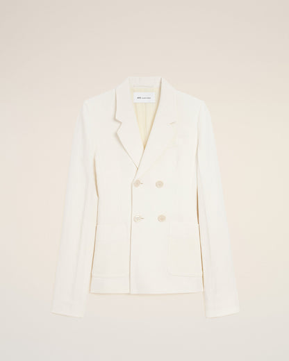 AmiParis White Linen Double Breasted Bar Jacket Women's