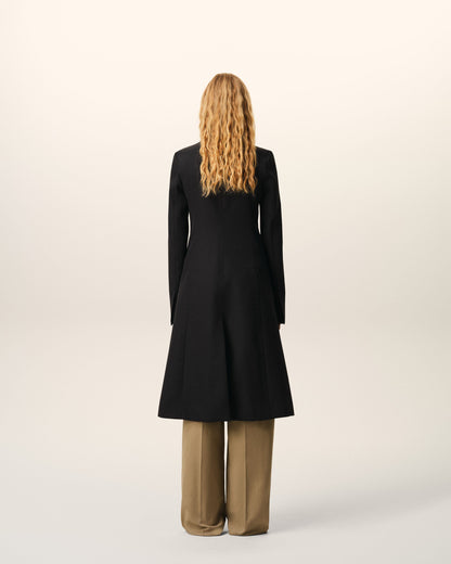 AmiParis Black New Wool Simple Breasted Fitted Coat Women's