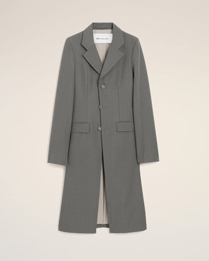 AmiParis Grey New Wool Simple Breasted Fitted Coat Women's