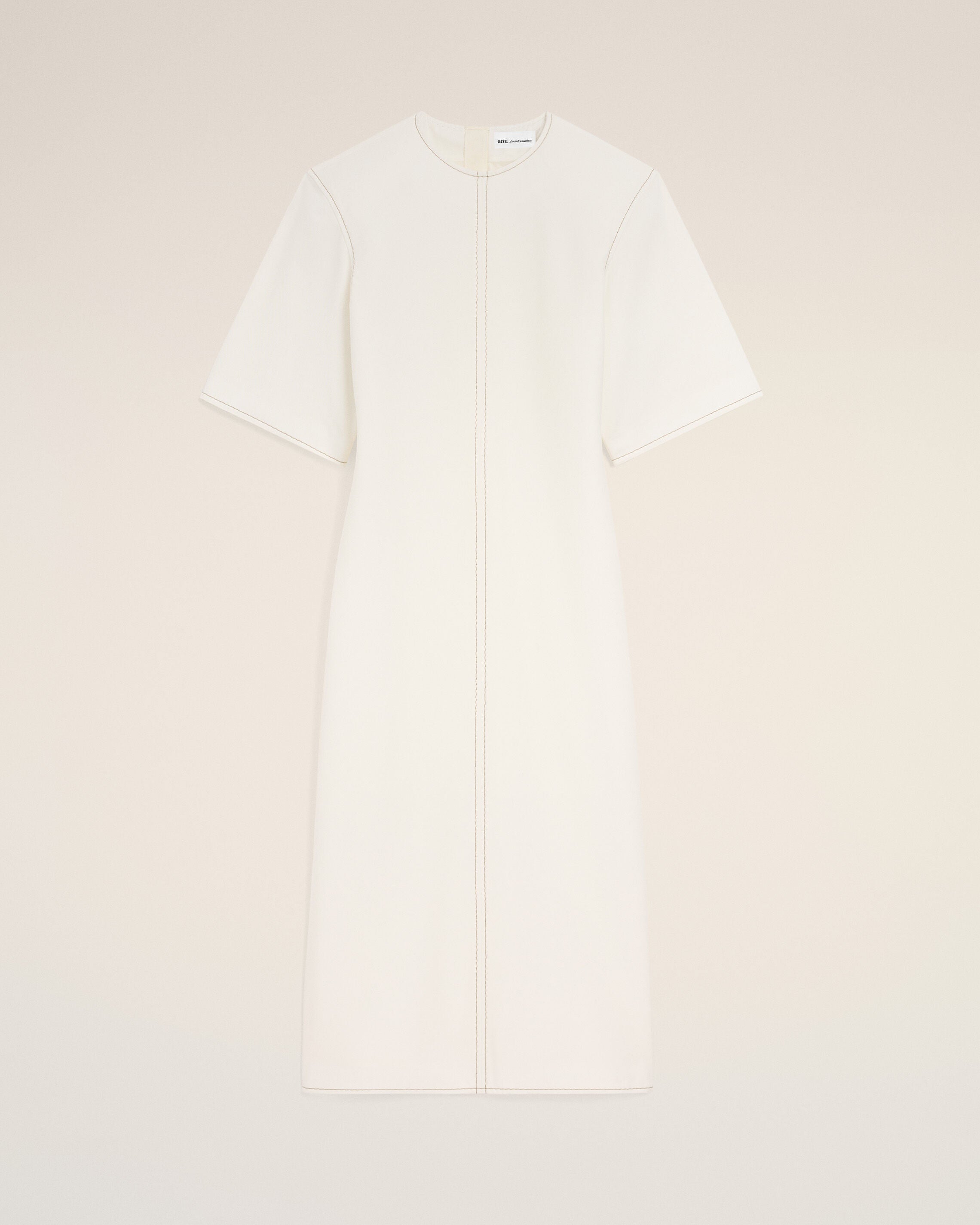 AmiParis White Cotton Long Fitted Dress Women's