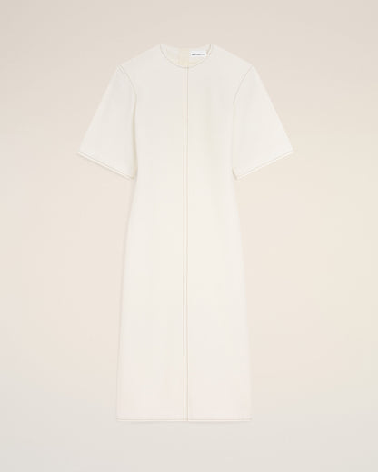 AmiParis White Cotton Long Fitted Dress Women's