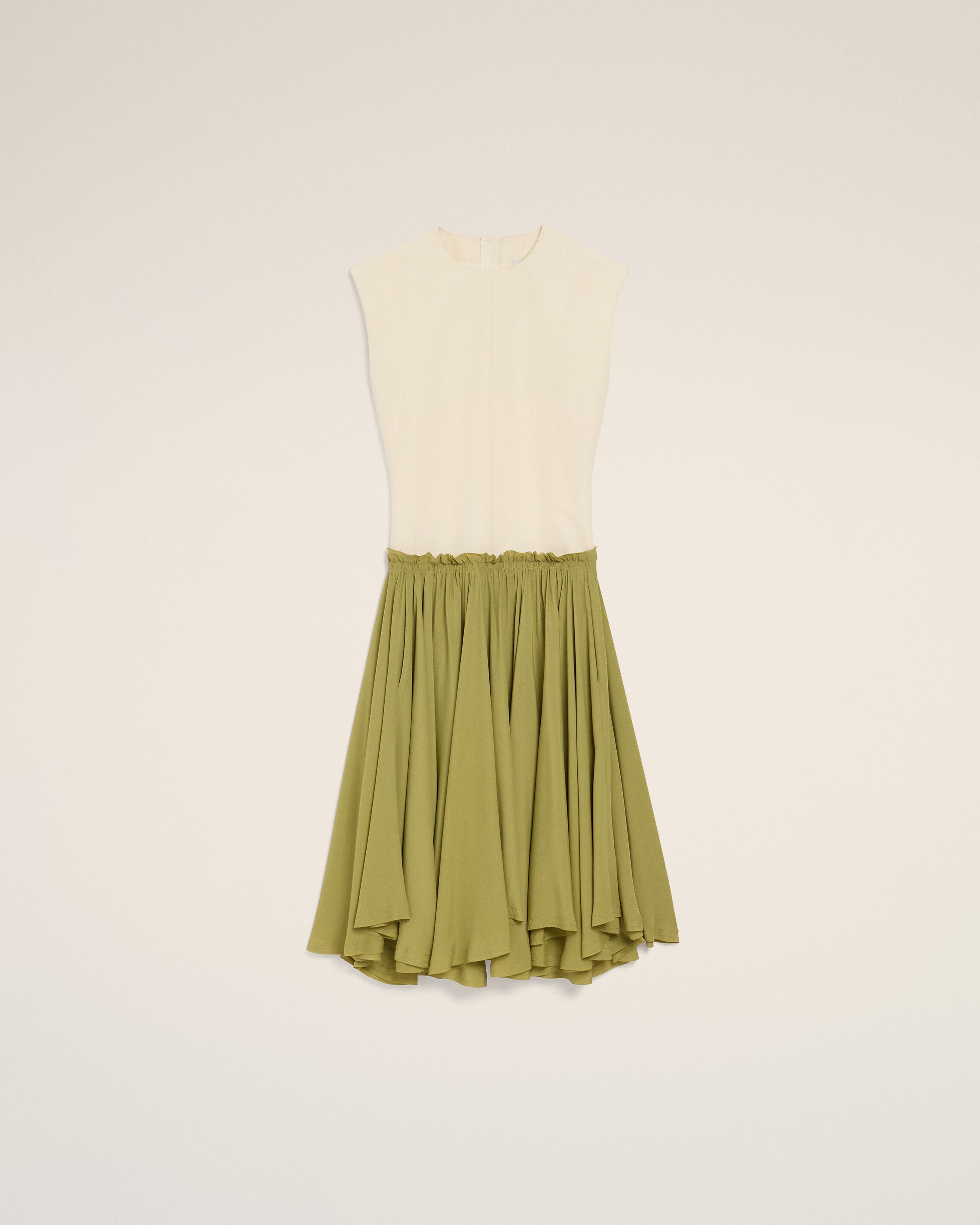 AmiParis White And Green Bicolor New Wool Midi Dress Women's