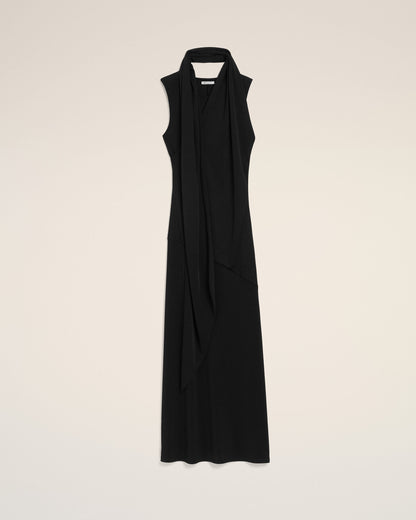 AmiParis Black Jersey Maxi Lavalliere Dress Women's