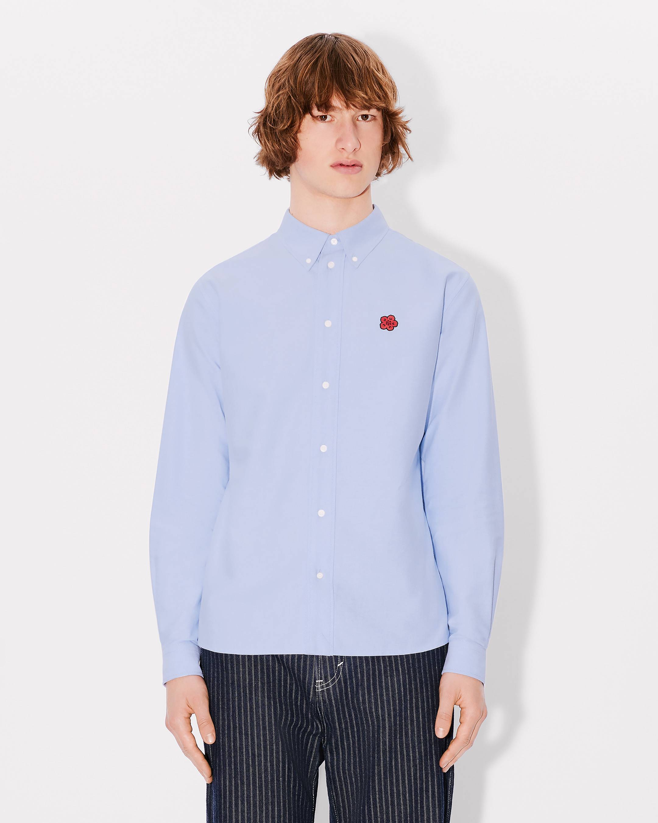 Kenzo Boke Flower Embroidered Shirt In Oxford Cotton