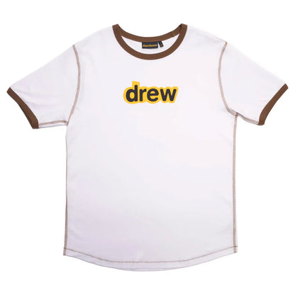 Drew House Secret Ss Ringer Tee White / Brown
