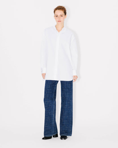 Kenzo Stand Collar Oversized Shirt In Cotton Poplin Women's