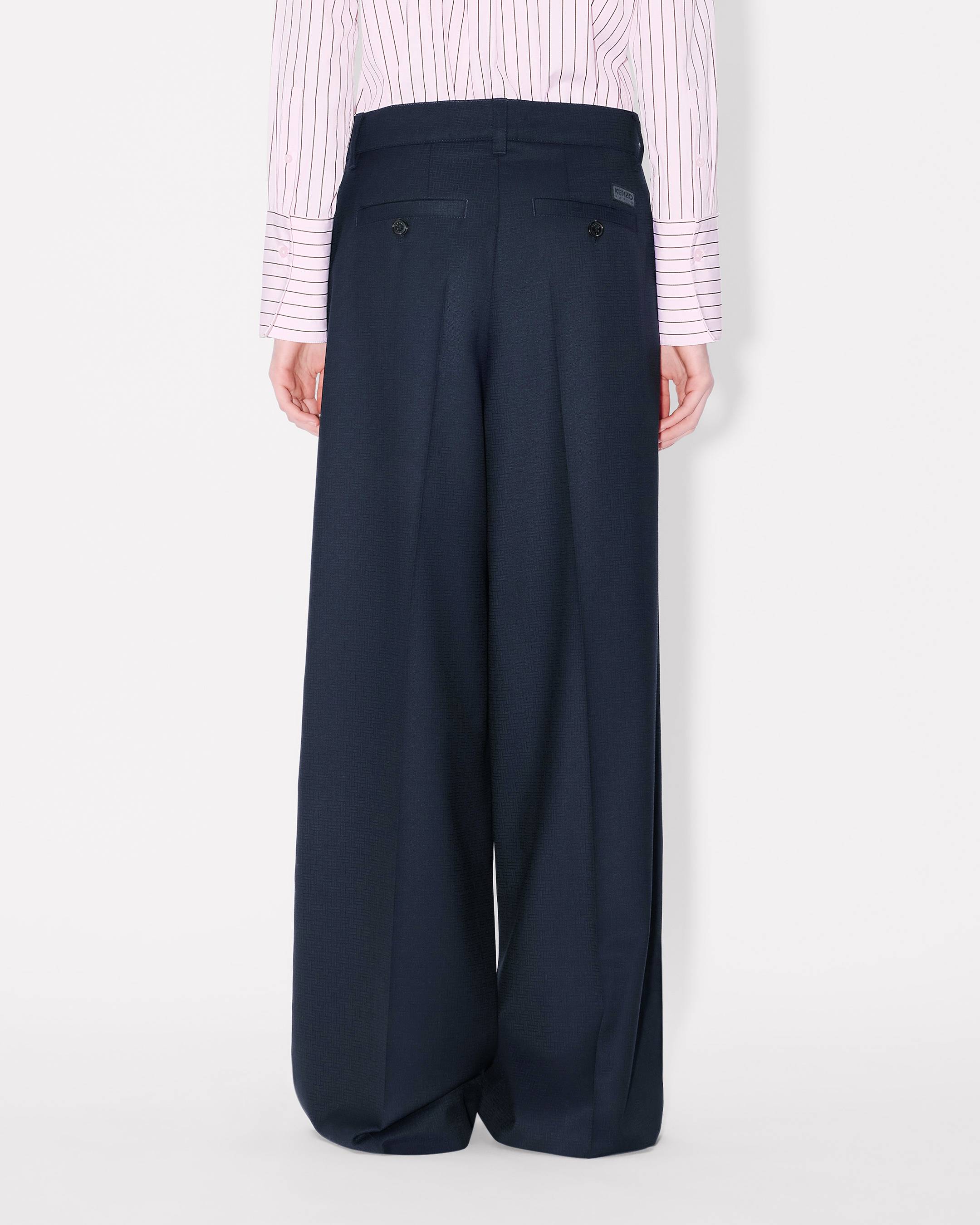Kenzo Weave Wide Leg Pants In Wool Jacquard Women's