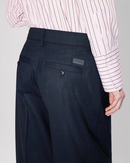 Kenzo Weave Wide Leg Pants In Wool Jacquard Women's