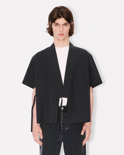 Kenzo Kimono Short Sleeve Shirt In Cotton Poplin