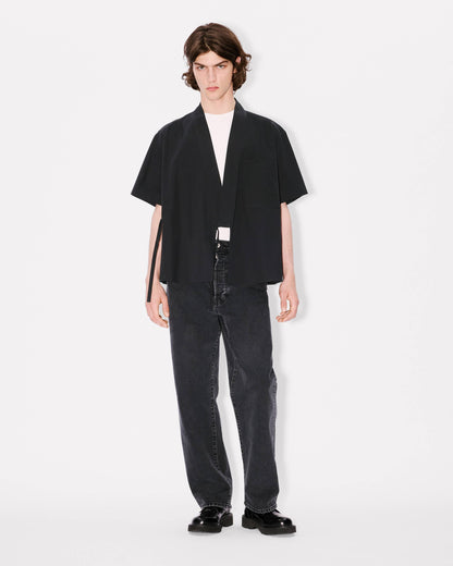 Kenzo Kimono Short Sleeve Shirt In Cotton Poplin