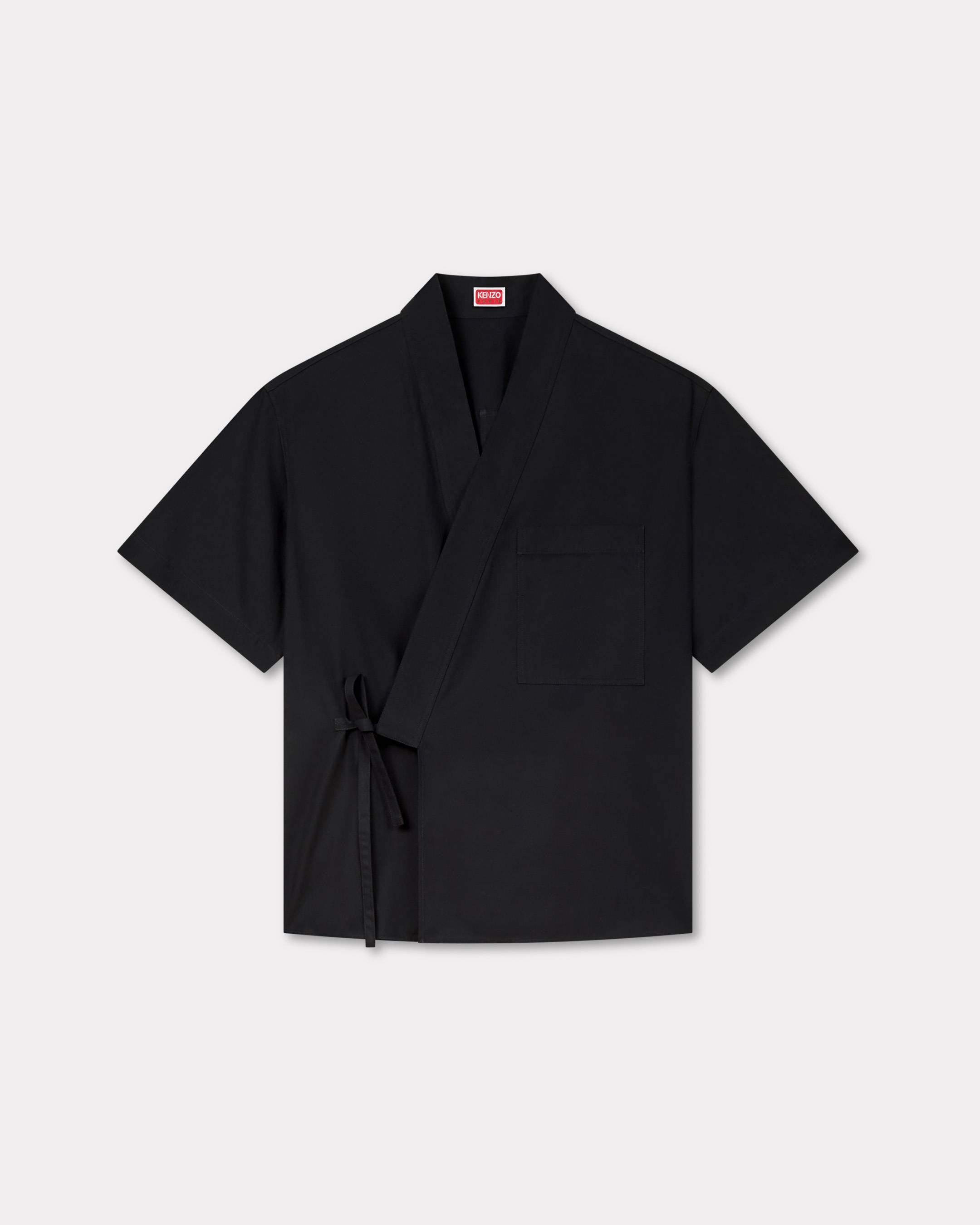 Kenzo Kimono Short Sleeve Shirt In Cotton Poplin