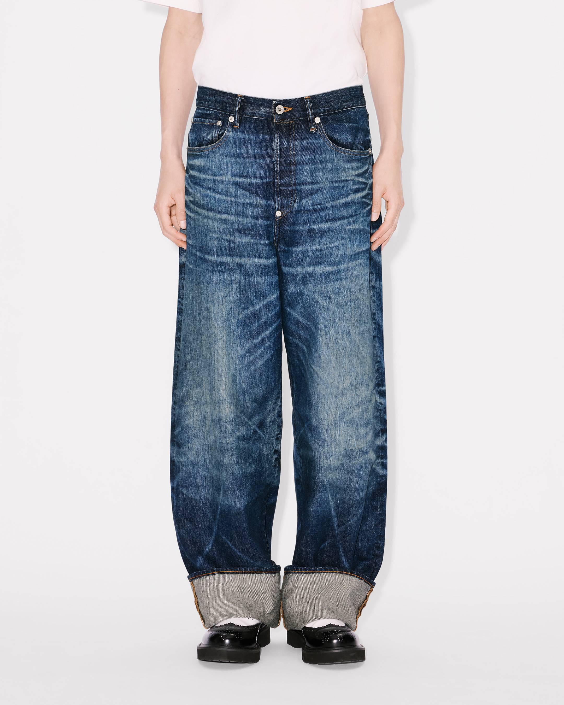 Kenzo Turn Up Wide Fit Jeans In Japanese Denim