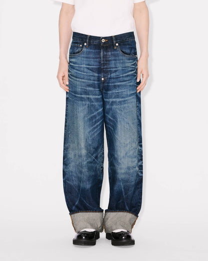 Kenzo Turn Up Wide Fit Jeans In Japanese Denim