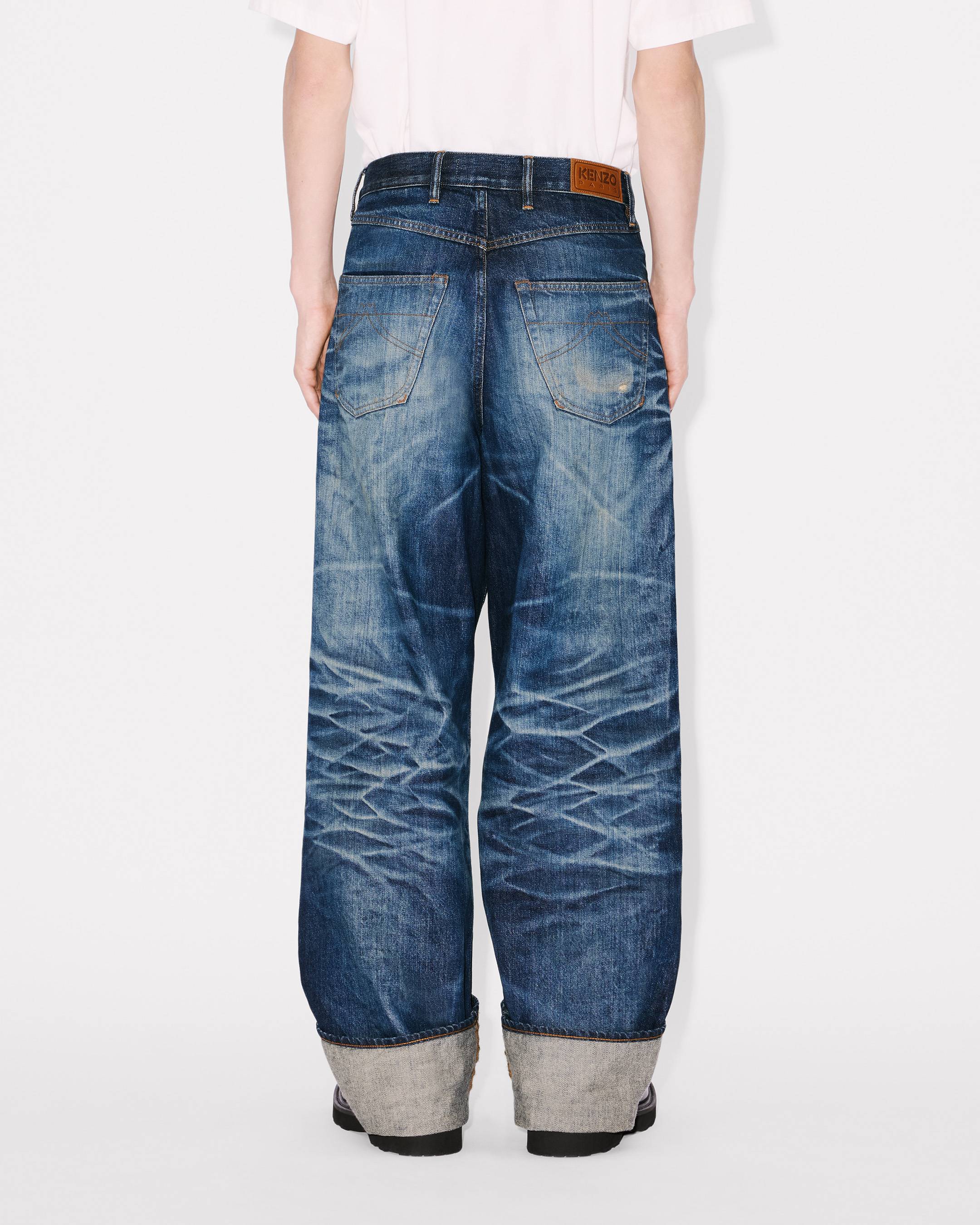 Kenzo Turn Up Wide Fit Jeans In Japanese Denim