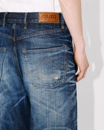 Kenzo Turn Up Wide Fit Jeans In Japanese Denim