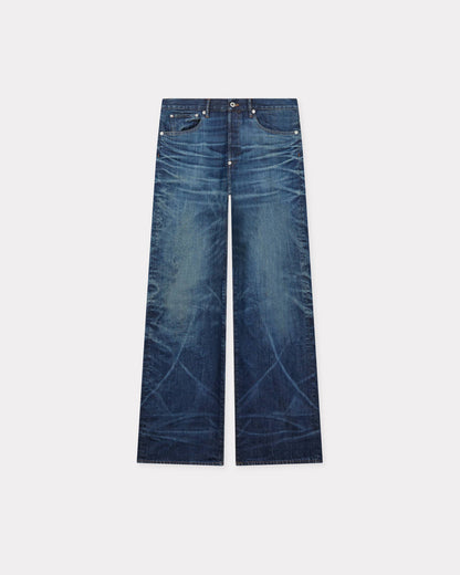 Kenzo Turn Up Wide Fit Jeans In Japanese Denim