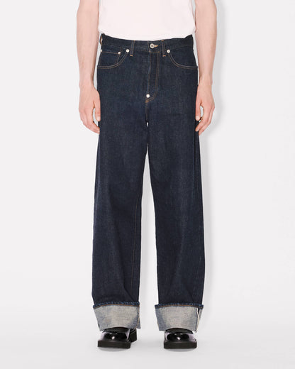 Kenzo Turn Up Wide Fit Jeans In Japanese Denim
