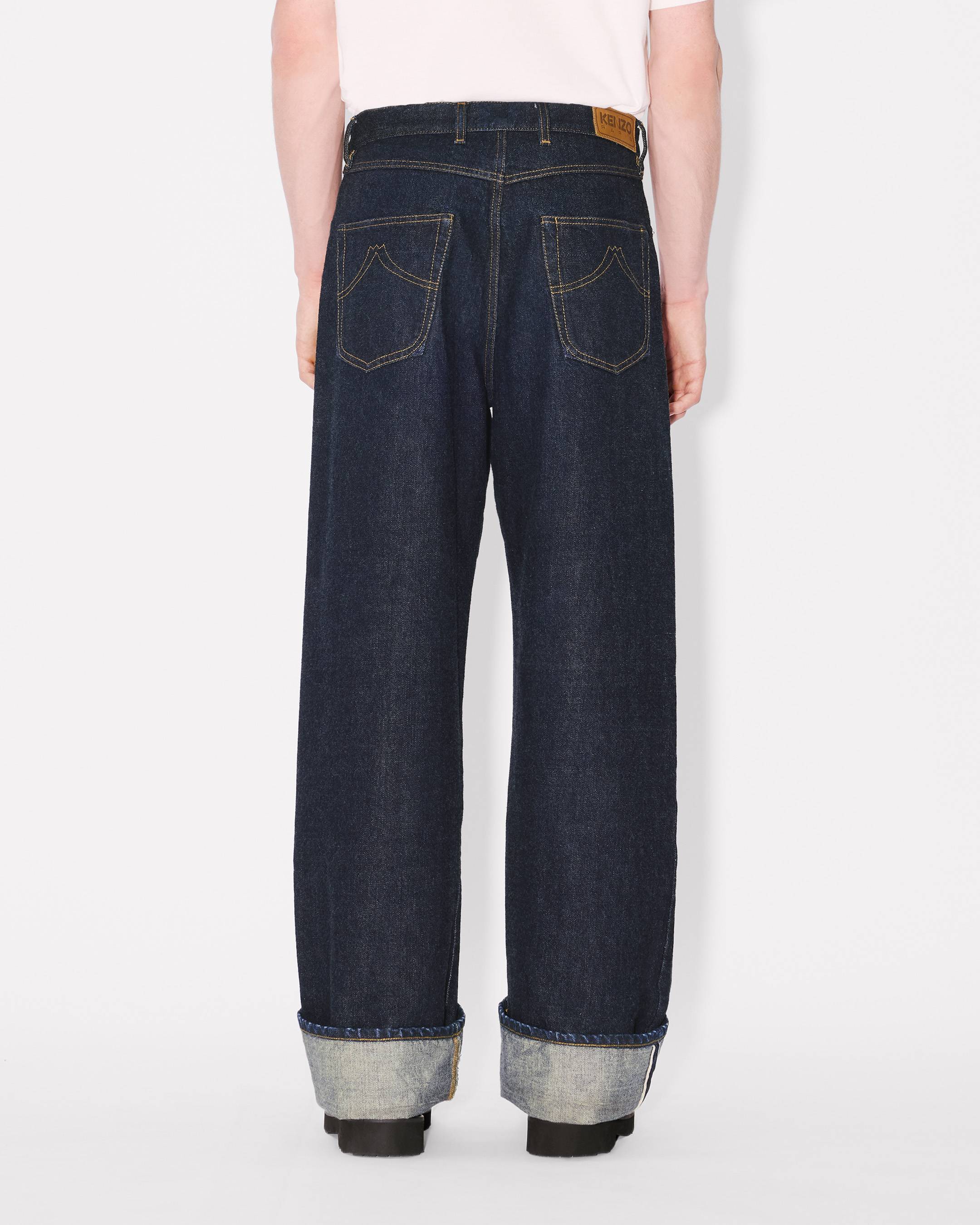 Kenzo Turn Up Wide Fit Jeans In Japanese Denim