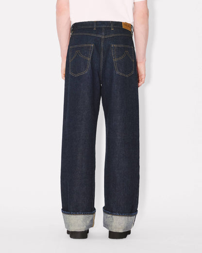 Kenzo Turn Up Wide Fit Jeans In Japanese Denim