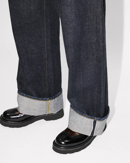 Kenzo Turn Up Wide Fit Jeans In Japanese Denim