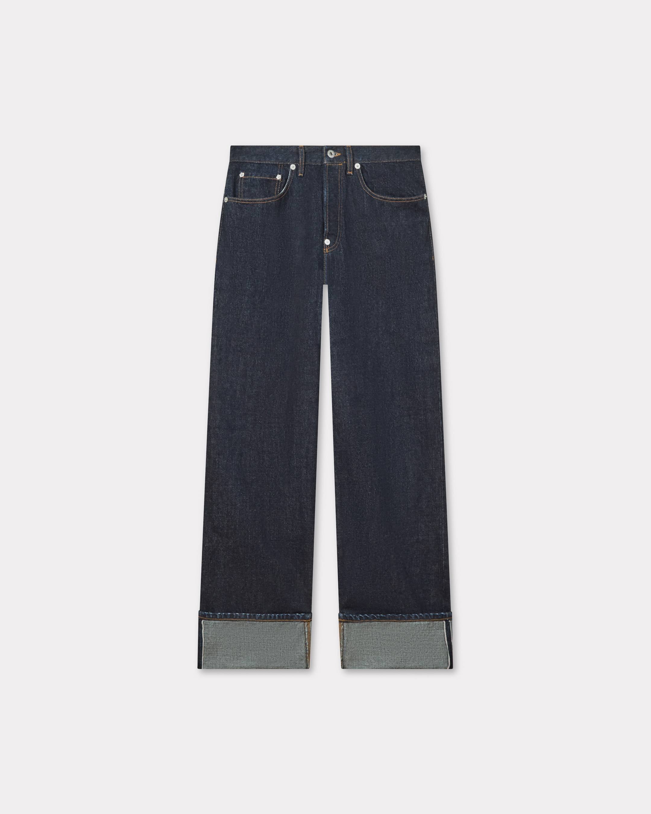 Kenzo Turn Up Wide Fit Jeans In Japanese Denim
