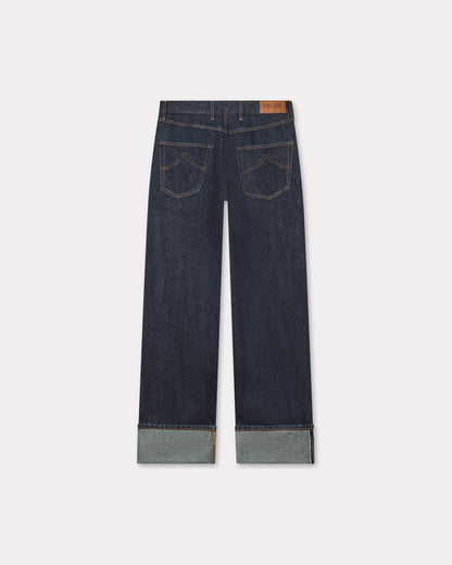 Kenzo Turn Up Wide Fit Jeans In Japanese Denim