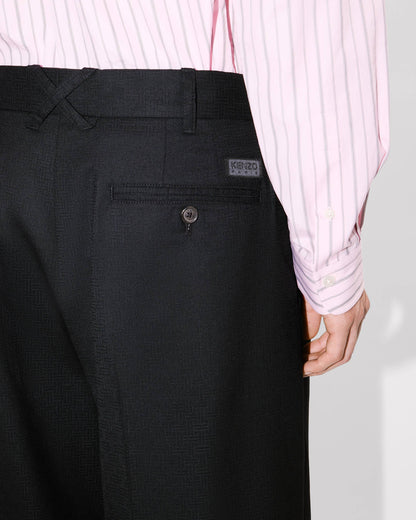 Kenzo Weave Pleated Tailored Pants In Wool Jacquard