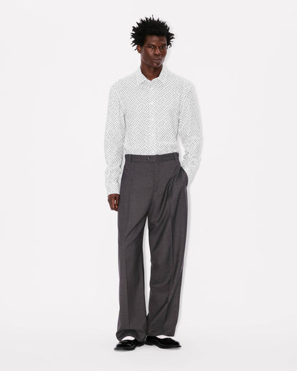 Kenzo Weave Straight Tailored Pants In Wool Jacquard