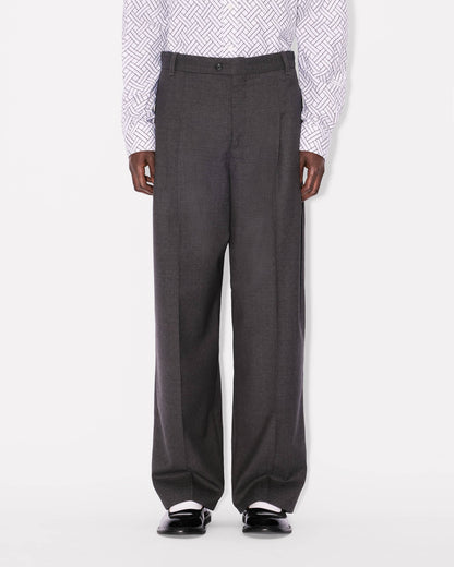 Kenzo Weave Straight Tailored Pants In Wool Jacquard