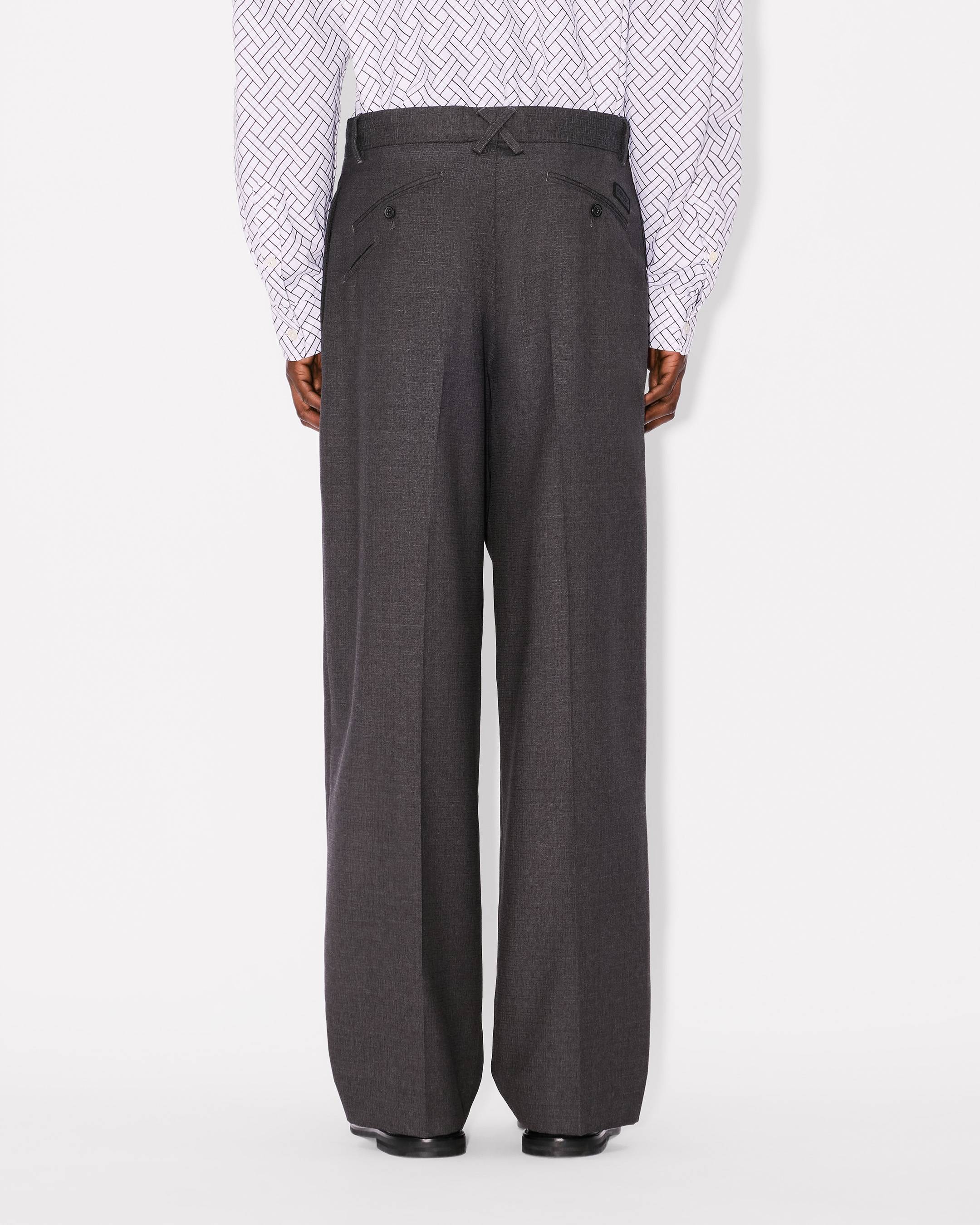 Kenzo Weave Straight Tailored Pants In Wool Jacquard