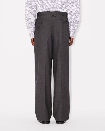 Kenzo Weave Straight Tailored Pants In Wool Jacquard