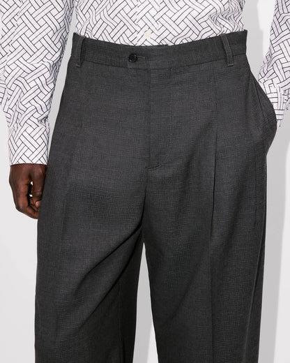 Kenzo Weave Straight Tailored Pants In Wool Jacquard