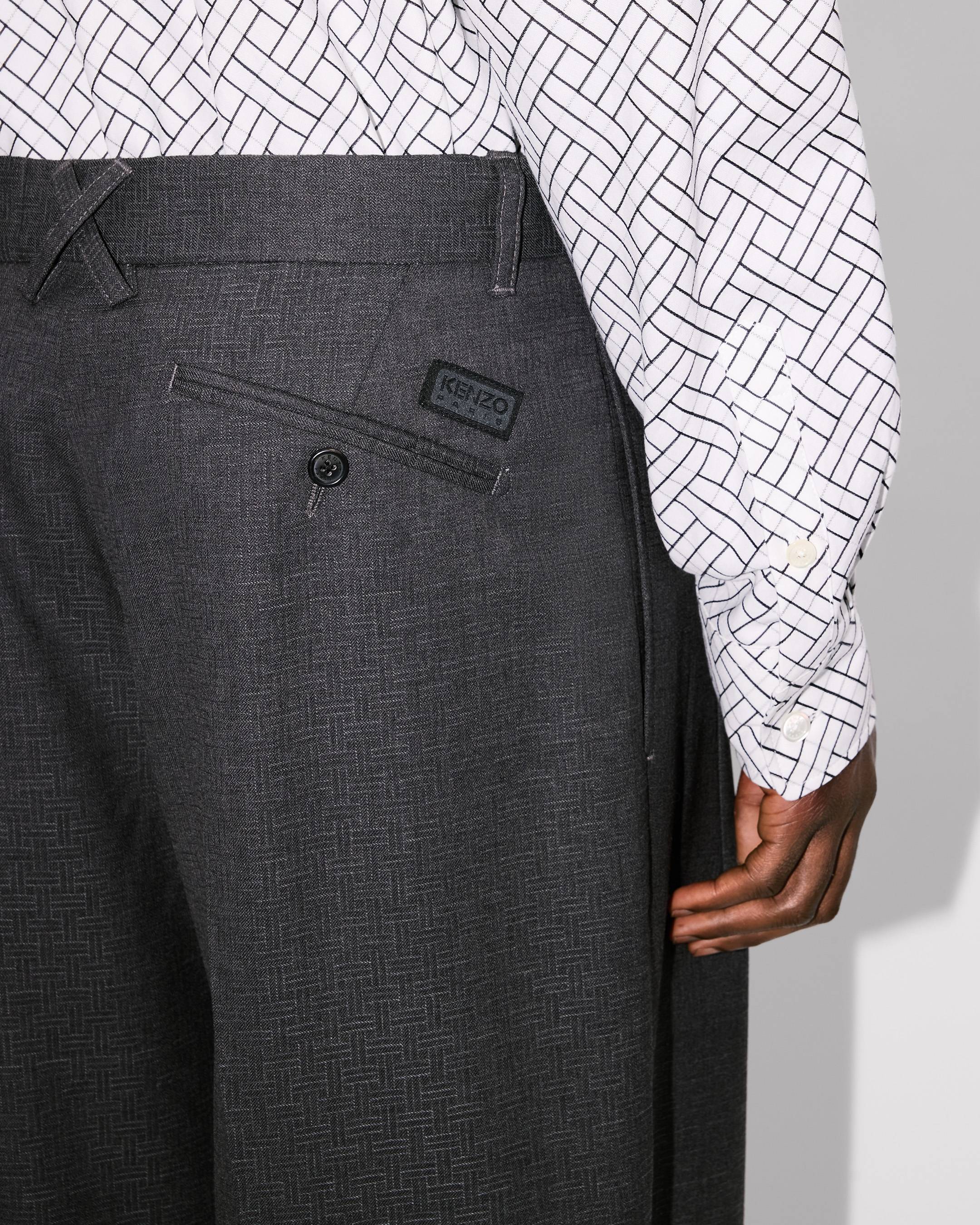 Kenzo Weave Straight Tailored Pants In Wool Jacquard