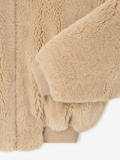 Essentials Alpaca Hooded Bomber Jacket Camel